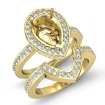 1.55Ct Diamond Pear Wedding Band Semi Mount Ring 14k Yellow Gold Bridal Setting - javda.com 