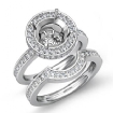 1.2Ct Diamond Round Wedding Band Semi Mount Ring Platinum 950 Bridal Setting - javda.com 