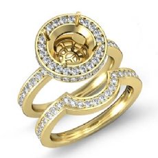 Diamond Round Wedding Band Semi Mount Ring 14k Gold Yellow Bridal Setting (1.2Ct. tw.)