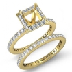1.28Ct Halo Diamond Engagement Ring Princess Bridal Set 18k Yellow Gold Semi Mount - javda.com 