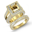 3.75Ct Vintage Diamond Engagement Ring Princess Semi Mount Bridal Set 18k Yellow Gold - javda.com 