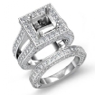 3.75Ct Vintage Diamond Engagement Ring Princess Semi Mount Bridal Set Platinum 950 - javda.com 