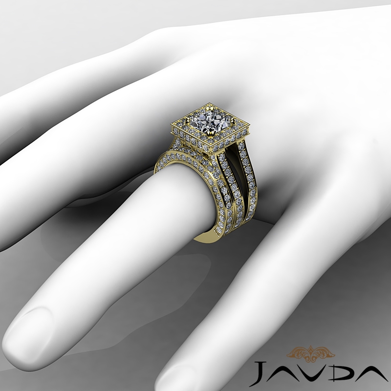 Split Shank Square diamond Ring 14k Gold Yellow