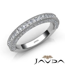 Pave Diamond Milgrain Wedding Band Matching Set 14k White Gold 2.5mm Ring 0.50Ct