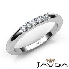 Round Diamond Half Wedding Women Matching Band 14k White Gold 1.9mm Ring 0.20Ct
