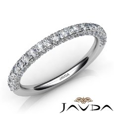 Women's Matching Half Wedding Band Pave Diamond 2.3mm Ring 14k White Gold 1.0Ct