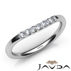 Women Matching Band 14k White Gold Round Diamond Half Wedding 1.6mm Ring 0.20Ct