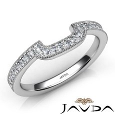 Round Diamond Women's Milgrain Band Engagement 2.5mm Ring 14k White Gold 0.50Ct