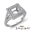 Princess Semi Mount U Split Diamond Engagement Ring Platinum 950 1.4Ct - javda.com 