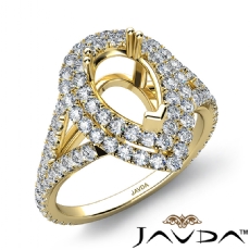 Pear Semi Mount U Split Cut Diamond Engagement Ring 14k Gold Yellow  (1.5Ct. tw.)