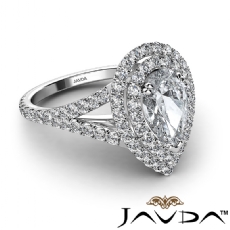 V Shaped Shank Double Halo diamond Ring 18k Gold White