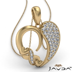 Round Cluster Diamond XO Heart Pendant Necklace In 14k Gold Yellow  (0.44Ct. tw.)