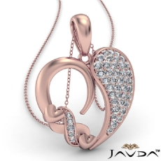 Round Cluster Diamond XO Heart Pendant Necklace In 14k Rose Gold  (0.44Ct. tw.)