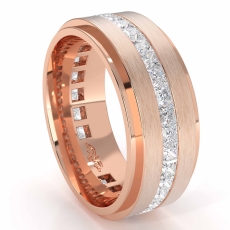 Channel Princess Diamond Eternity Men's Wedding Band in 14k Rose Gold (1.7Ct. tw.)
