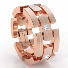 Block Link  Princess Diamond Men's Eternity Wedding Band 14k Rose Gold (0.6Ct. tw.)