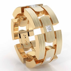 Block Link  Princess Diamond Men's Eternity Wedding Band 14k Gold Yellow (0.6Ct. tw.)