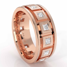 Box Style Men's Matte Finish Diamond Eternity Wedding Band 14k Rose Gold  (1.4Ct. tw.)