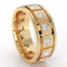 Box Style Men's Matte Finish Diamond Eternity Wedding Band 14k Gold Yellow  (1.4Ct. tw.)