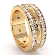 Princess & Round Diamond Men's Eternity Wedding Band in 14k Gold Yellow  (1.75Ct. tw.)