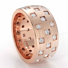 Checkered Design Men's Diamond Eternity Wedding Band 14k Rose Gold  (1.35Ct. tw.)