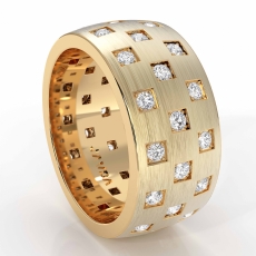 Checkered Design Men's Diamond Eternity Wedding Band 14k Gold Yellow  (1.35Ct. tw.)