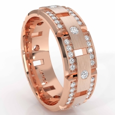 Round Diamond Wedding Eternity Band Men's Matt Finish Ring 14k Rose Gold  (1Ct. tw.)