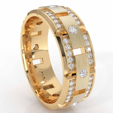 Round Diamond Wedding Eternity Band Men's Matt Finish Ring 14k Gold Yellow  (1Ct. tw.)