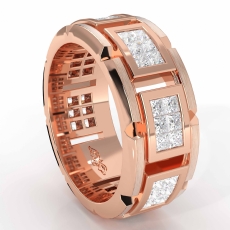 Princess Diamond Wedding Eternity Band 14k Rose Gold Mens invisible Ring  (2.6Ct. tw.)