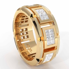 Princess Diamond Wedding Eternity Band 14k Gold Yellow Mens invisible Ring  (2.6Ct. tw.)