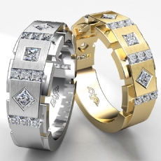 Square & kite Princess Diamond Men's Wedding Band 14k Gold Yellow (1Ct. tw.)