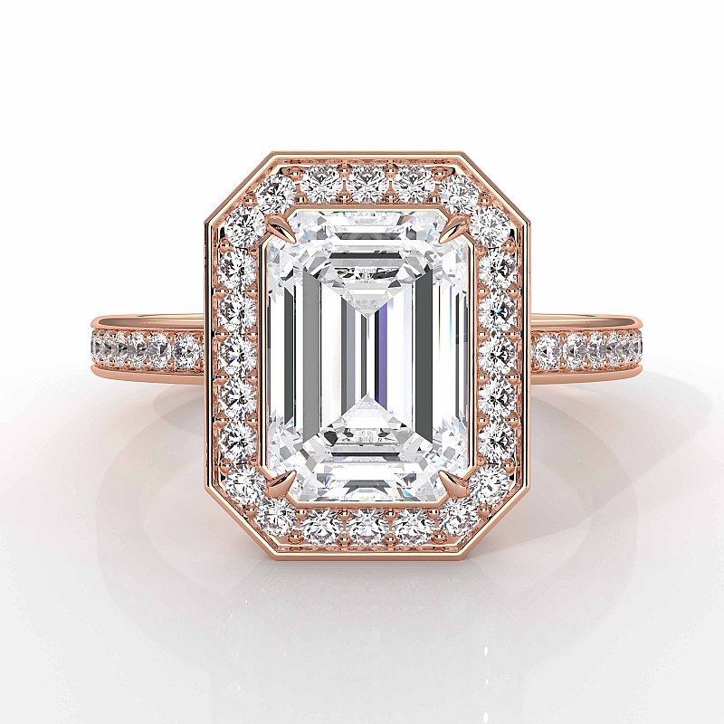  Emerald diamond  Ring in 18k Rose Gold