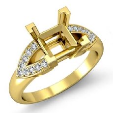 Round Diamond Engagement V Shape Pave Ring 18k Gold Yellow Semi Mount (0.25Ct. tw.)