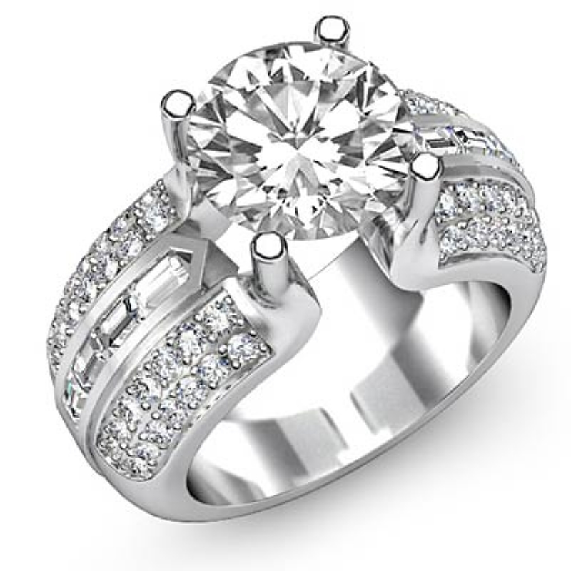 Round Diamond Engagement Ring 14k White Gold 2.85ctw