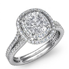 Gala Halo Pave Split Shank diamond Ring 14k Gold White