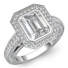 Vintage Style Bezel Set Halo diamond Ring Platinum 950