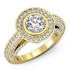 Bezel Set Halo Bridge Accent diamond Ring 18k Gold Yellow