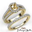 U Prong Diamond Engagement Semi Mount Ring Cushion Bridal Set 14k Yellow Gold 1.25Ct - javda.com 