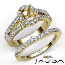 U Prong Diamond Engagement Semi Mount Ring Cushion Bridal Set 14k Gold Yellow  (1.25Ct. tw.)