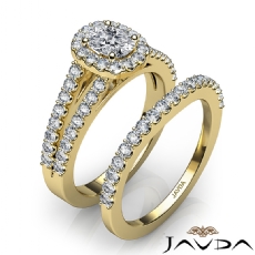 Split Shank Halo Bridal diamond Ring 14k Gold Yellow
