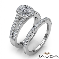 Split Shank Halo Bridal diamond Ring 18k Gold White