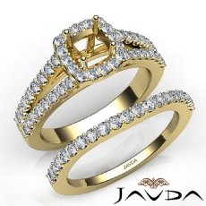 U Prong Diamond Engagement Cushion Semi Mount Ring Bridal Set 14k Gold Yellow  (1.25Ct. tw.)
