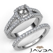 U Prong Diamond Engagement Cushion Semi Mount Ring Bridal Set 14k White Gold 1.25Ct - javda.com 