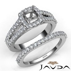 U Prong Diamond Engagement Cushion Semi Mount Ring Bridal Set 14K W Gold 1.25Ct.