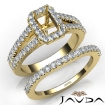 U Prong Diamond Engagement Semi Mount Ring Emerald Bridal Set 14k Yellow Gold 1.25Ct - javda.com 