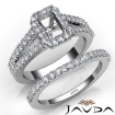 U Prong Diamond Engagement Semi Mount Ring Emerald Bridal Set 14k White Gold 1.25Ct - javda.com 