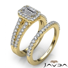 Halo Sidestone Bridal Set diamond Ring 18k Gold Yellow