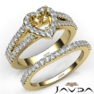 U Prong Diamond Engagement Semi Mount Ring Heart Bridal Set 18k Yellow Gold 1.25Ct - javda.com 