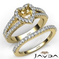 U Prong Diamond Engagement Semi Mount Ring Heart Bridal Set 14k Gold Yellow  (1.25Ct. tw.)