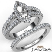 U Prong Diamond Engagement Semi Mount Ring Marquise Bridal Set 14K W Gold 1.25Ct