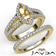 U Prong Diamond Engagement Semi Mount Ring Marquise Bridal Set 18k Gold Yellow  (1.25Ct. tw.)